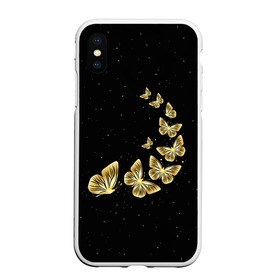 Чехол для iPhone XS Max матовый с принтом Golden Butterfly in Space в Рязани, Силикон | Область печати: задняя сторона чехла, без боковых панелей | black | summer | wings | ангел | бабочка | бабочки | блестки | блестящий | девушке | желтые | животные | звезды | звери | золото | золотые | космос | крылья | летать | летний | лето | мотылек | насекомое | ночные