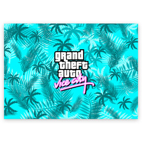 Поздравительная открытка с принтом GTA VICE CITY в Рязани, 100% бумага | плотность бумаги 280 г/м2, матовая, на обратной стороне линовка и место для марки
 | grand theft auto | grove street | grove street 4 life | gta | gta 4 | gta 5 | gta sa | gta v | samp | san andreas | грув стрит | игры | самп | сан андреас