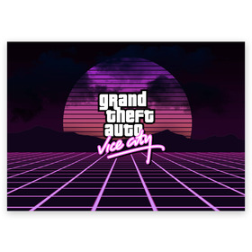 Поздравительная открытка с принтом GTA VICE CITY в Рязани, 100% бумага | плотность бумаги 280 г/м2, матовая, на обратной стороне линовка и место для марки
 | grand theft auto | grove street | grove street 4 life | gta | gta 4 | gta 5 | gta sa | gta v | gta vice city | neon | samp | san andreas | vice city | грув стрит | игры | неон | самп | сан андреас