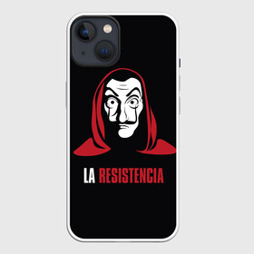 Чехол для iPhone 13 с принтом БУМАЖНЫЙ ДОМ   LA CASA DE PAPEL в Рязани,  |  | la casa de papel | netflix | банда | бумажный дом | дф сфыф ву зфзуд | испанский | криминал | ла каса де папель | мафия | надпись | профессор | сопротивление