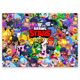 Поздравительная открытка с принтом BRAWL STARS ВСЕ БРАВЛЕРЫ в Рязани, 100% бумага | плотность бумаги 280 г/м2, матовая, на обратной стороне линовка и место для марки
 | bibi | brawl stars | coach mike | crow | gale | leon | leon shark | max | mecha crow | mortis | mr.p | nani | phoenix | sally leon | sandy | spike | sprout | tara | virus 8 bit | werewolf | ворон | оборотень