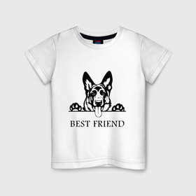 Детская футболка хлопок с принтом ОВЧАРКА BEST FRIEND (Z) в Рязани, 100% хлопок | круглый вырез горловины, полуприлегающий силуэт, длина до линии бедер | Тематика изображения на принте: best friend | dog | doggie | doggy | авчарка | друг человека | другу | кинолог | лабрадор | мохнатый | овчарка | пес | пёсель | пёсик | подарок | подруге | собака | собакен | собаки | собачка | собачнику