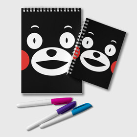 Блокнот с принтом Kumamon в Рязани, 100% бумага | 48 листов, плотность листов — 60 г/м2, плотность картонной обложки — 250 г/м2. Листы скреплены удобной пружинной спиралью. Цвет линий — светло-серый
 | fire | for | glory | hell | japan | kumamon | of course | ofc | satan | the | иероглифы | кумамон | медведь | огонь | пожар | сатана | япония