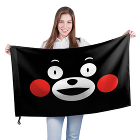 Флаг 3D с принтом Kumamon в Рязани, 100% полиэстер | плотность ткани — 95 г/м2, размер — 67 х 109 см. Принт наносится с одной стороны | fire | for | glory | hell | japan | kumamon | of course | ofc | satan | the | иероглифы | кумамон | медведь | огонь | пожар | сатана | япония