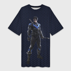 Платье-футболка 3D с принтом Nightwing в Рязани,  |  | Тематика изображения на принте: batman | batman arkham knight | nightwing | vdzabma | бэтмен | бэтмен рыцарь аркхема | найтвинг