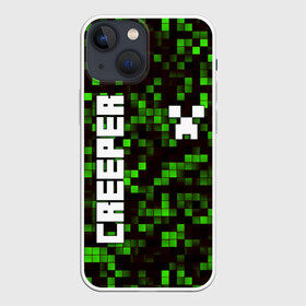 Чехол для iPhone 13 mini с принтом MINECRAFT CREEPER в Рязани,  |  | creeper | game | minecraft | блоки | игра | квадраты | компьютерная | крипер | майнкрафт | огонь