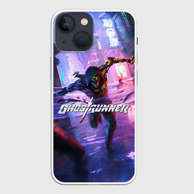 Чехол для iPhone 13 mini с принтом Ghostrunner в Рязани,  |  | action | cyberpunk | future | game | genji | ghostrunner | hardcore | keymaster | ninja | samurai | sci fi | slasher | stream | арт | будущее | в стиме | генджи | гендзи | генжи | гостраннер | гэндзи | игра | киберпанк | нинздя | нинзя | самурай | слэшер 