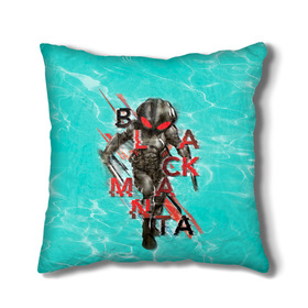 Подушка 3D с принтом BLACK MANTA в Рязани, наволочка – 100% полиэстер, наполнитель – холлофайбер (легкий наполнитель, не вызывает аллергию). | состоит из подушки и наволочки. Наволочка на молнии, легко снимается для стирки | Тематика изображения на принте: aquaman | atlanna | atlantean soldier | black manta | brine king | mera | orm | vdgerir | аквамен | аквамэн | артур карри