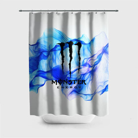 Штора 3D для ванной с принтом MONSTER ENERGY в Рязани, 100% полиэстер | плотность материала — 100 г/м2. Стандартный размер — 146 см х 180 см. По верхнему краю — пластиковые люверсы для креплений. В комплекте 10 пластиковых колец | adrenalin | energy monster | monster | monster energy | monstr | sport | адреналин | монстер | монстр | напиток | спорт | энергетик