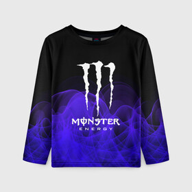 Детский лонгслив 3D с принтом MONSTER ENERGY в Рязани, 100% полиэстер | длинные рукава, круглый вырез горловины, полуприлегающий силуэт
 | adrenalin | energy monster | monster | monster energy | monstr | sport | адреналин | монстер | монстр | напиток | спорт | энергетик