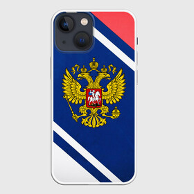 Чехол для iPhone 13 mini с принтом RUSSIA SPORT в Рязани,  |  | russia | russia sport | народный | народный стиль | отечество | патриот | роспись | россия | россия спорт | русский | спорт | триколор | узоры | флаг | я русский