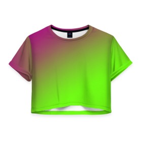 Женская футболка Crop-top 3D с принтом Кислотная в Рязани, 100% полиэстер | круглая горловина, длина футболки до линии талии, рукава с отворотами | gradient | summer | textures | tie dye | абстракт | градиент | лето | переход | радуга | тай дай | текстура | текстуры | хиппи | цвета