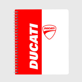 Тетрадь с принтом DUCATI [4] в Рязани, 100% бумага | 48 листов, плотность листов — 60 г/м2, плотность картонной обложки — 250 г/м2. Листы скреплены сбоку удобной пружинной спиралью. Уголки страниц и обложки скругленные. Цвет линий — светло-серый
 | Тематика изображения на принте: ducati | moto | дукати | мото | мотоцикл