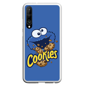 Чехол для Honor P30 с принтом Cookies в Рязани, Силикон | Область печати: задняя сторона чехла, без боковых панелей | cookie | cookiemonster | delicious | eat | monster | yummy | еда | коржик | куки | кукимонстр | монстр | печенье | сезам | сладости | улица | улицасезам