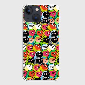 Чехол для iPhone 13 mini с принтом Папуги в Рязани,  |  | doodling | textures | волнистые попугайчики | волнистый попугай | дудлинг | папуги | попугаи | попугайчики | птица | птицы | стикербомбинг | текстуры | фон