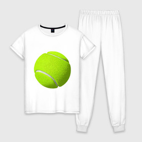 Женская пижама хлопок с принтом Теннис в Рязани, 100% хлопок | брюки и футболка прямого кроя, без карманов, на брюках мягкая резинка на поясе и по низу штанин | exclusive merch | большой | игра | мяч | спорт | теннис