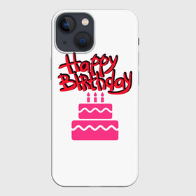 Чехол для iPhone 13 mini с принтом Happy Birth Day в Рязани,  |  | happy birth day | день рождения | др | именинник | надпись | праздник | с днем рождения | текст | торт | фраза