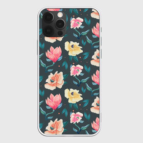 Чехол для iPhone 12 Pro Max с принтом Акварельные цветы в Рязани, Силикон |  | floral | flowers | pastel | pattern | pink | texture | watercolor | акварель | букет | картина | красками | краски | листья | маки | настроение | пастель | пионы | рисунок | розовые | розы | ромашки | сад | цветки | цветочки