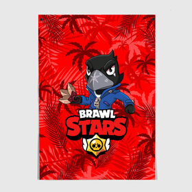 Постер с принтом BRAWL STARS CROW | ВОРОН в Рязани, 100% бумага
 | бумага, плотность 150 мг. Матовая, но за счет высокого коэффициента гладкости имеет небольшой блеск и дает на свету блики, но в отличии от глянцевой бумаги не покрыта лаком | bibi | brawl stars | coach mike | crow | evil gene | gale | gene | leon | leon shark | max | mecha crow | mortis | mr.p | nani | phoenix | sally leon | sandy | spike | sprout | surge | tara | virus 8 bit | werewolf | волна | ворон | джин | л