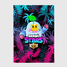 Постер с принтом BRAWL STARS SPROUT | СПРАУТ в Рязани, 100% бумага
 | бумага, плотность 150 мг. Матовая, но за счет высокого коэффициента гладкости имеет небольшой блеск и дает на свету блики, но в отличии от глянцевой бумаги не покрыта лаком | bibi | brawl stars | coach mike | crow | evil gene | gale | gene | leon | leon shark | max | mecha crow | mortis | mr.p | nani | phoenix | sally leon | sandy | spike | sprout | surge | tara | virus 8 bit | werewolf | волна | ворон | джин | л