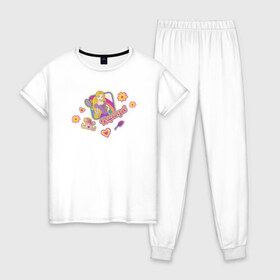 Женская пижама хлопок с принтом Tangled Disney Princess в Рязани, 100% хлопок | брюки и футболка прямого кроя, без карманов, на брюках мягкая резинка на поясе и по низу штанин | disney princess | tangled | vdkimel | рапунцель