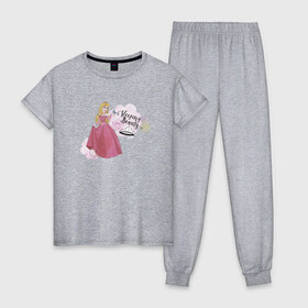 Женская пижама хлопок с принтом Sleeping beauty Aurora в Рязани, 100% хлопок | брюки и футболка прямого кроя, без карманов, на брюках мягкая резинка на поясе и по низу штанин | aurora | disney princess | sleeping beauty | vdkimel | аврора | спящая красавица