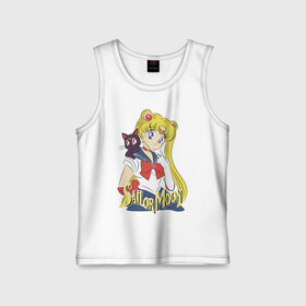 Детская майка хлопок с принтом Sailor Moon & Luna в Рязани,  |  | cat | girl | kitty | luna | moon | sailor moon | sailormoon | девочка | кот | котик | котэ | кошка | луна | мультяшка | сейлормун | сэйлор мун