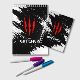 Блокнот с принтом The Witcher в Рязани, 100% бумага | 48 листов, плотность листов — 60 г/м2, плотность картонной обложки — 250 г/м2. Листы скреплены удобной пружинной спиралью. Цвет линий — светло-серый
 | Тематика изображения на принте: esport | game | netflix | the witcher | американский сериал | ве витчер | ведьмак | геральт | игра | игры | киберспорт | кино | нетфликс | популярные иллюстрации | сериал | сериалы | фильмы | фэнтези