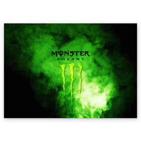 Поздравительная открытка с принтом MONSTER ENERGY в Рязани, 100% бумага | плотность бумаги 280 г/м2, матовая, на обратной стороне линовка и место для марки
 | brend | green | monster energy | андреналин | бренд | зеленый | логотип | монстр | напиток | энергетик | энергия