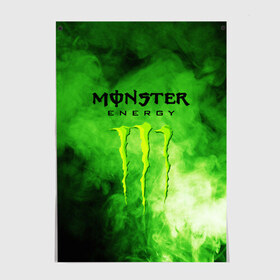 Постер с принтом MONSTER ENERGY в Рязани, 100% бумага
 | бумага, плотность 150 мг. Матовая, но за счет высокого коэффициента гладкости имеет небольшой блеск и дает на свету блики, но в отличии от глянцевой бумаги не покрыта лаком | brend | green | monster energy | андреналин | бренд | зеленый | логотип | монстр | напиток | энергетик | энергия