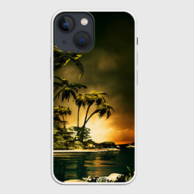 Чехол для iPhone 13 mini с принтом РАЙСКИЙ ОСТРОВ в Рязани,  |  | summer | tropic | жара | летний | лето | отдых | пальмы | природа | текстура | тропикано | тропики