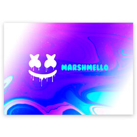 Поздравительная открытка с принтом MARSHMELLO / МАРШМЕЛЛОУ в Рязани, 100% бумага | плотность бумаги 280 г/м2, матовая, на обратной стороне линовка и место для марки
 | face | logo | marsh | marshmallow | marshmello | marshmelo | mello | smile | лицо | лого | маршмеллов | маршмеллоу | маршмеллу | маршмело | маршмелов | маршмелоу | маска | музыка | рожица | символ | смайл | улыбка