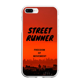 Чехол для iPhone 7/8 Plus матовый с принтом Street runner в Рязани, Силикон | Область печати: задняя сторона чехла, без боковых панелей | run | runner | running | street | бег | город | закат | лёгкая атлетика | рассвет | улица | я бегу