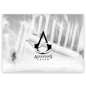 Поздравительная открытка с принтом ASSASSIN`S CREED в Рязани, 100% бумага | плотность бумаги 280 г/м2, матовая, на обратной стороне линовка и место для марки
 | Тематика изображения на принте: black flag | brotherhood | chronicles | creed | game | origins | revelations | rogue | syndicate | unity | valhalla | альтаир | ассасин | игры | кинжал | пираты