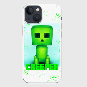 Чехол для iPhone 13 mini с принтом MINECRAFT CREEPER в Рязани,  |  | creeper | game | minecraft | блоки | игра | квадраты | компьютерная | крипер | криппер | майнкрафт | огонь