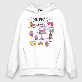 Мужское худи Oversize хлопок с принтом sweets в Рязани, френч-терри — 70% хлопок, 30% полиэстер. Мягкий теплый начес внутри —100% хлопок | боковые карманы, эластичные манжеты и нижняя кромка, капюшон на магнитной кнопке | блюда | готовка | еда | кондитер | кулинар | повар | шеф повар