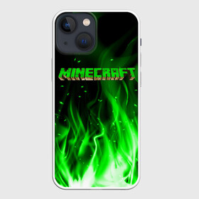 Чехол для iPhone 13 mini с принтом MINECRAFT в Рязани,  |  | creeper | game | minecraft | блоки | игра | квадраты | компьютерная | крипер | криппер | майнкрафт | огонь