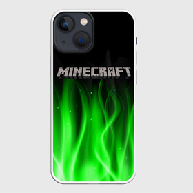 Чехол для iPhone 13 mini с принтом MINECRAFT в Рязани,  |  | creeper | game | minecraft | блоки | игра | квадраты | компьютерная | крипер | криппер | майнкрафт | огонь