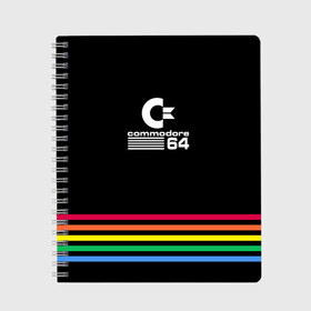 Тетрадь с принтом Commodore 64 в Рязани, 100% бумага | 48 листов, плотность листов — 60 г/м2, плотность картонной обложки — 250 г/м2. Листы скреплены сбоку удобной пружинной спиралью. Уголки страниц и обложки скругленные. Цвет линий — светло-серый
 | Тематика изображения на принте: commodore 64 | комп | компьютер | программирование | программист | ретро