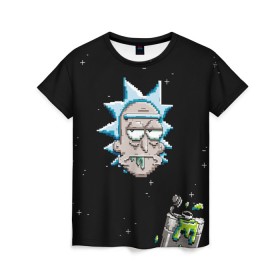 Женская футболка 3D с принтом Drunk Rick в Рязани, 100% полиэфир ( синтетическое хлопкоподобное полотно) | прямой крой, круглый вырез горловины, длина до линии бедер | birdperson | justin roiland | mister misix | morty smith | portal | rick and morty | rick sanchez | vdgerir | морти | пиксели | пиксель | рик