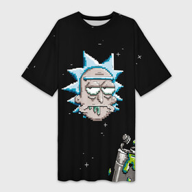 Платье-футболка 3D с принтом Drunk Rick в Рязани,  |  | birdperson | justin roiland | mister misix | morty smith | portal | rick and morty | rick sanchez | vdgerir | морти | пиксели | пиксель | рик