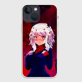 Чехол для iPhone 13 mini с принтом Cute Modeus в Рязани,  |  | anime | azazel | hell | helltaker | justice | lucifer | malina | modeus | pandemonica | zdrada | ад | аниме | демон | демонесса | здрада | люцифер | малина | модеус | пандемоника | правосудие | хеллтейкер | хэлтейкер | цербер