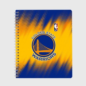 Тетрадь с принтом Golden State Warriors в Рязани, 100% бумага | 48 листов, плотность листов — 60 г/м2, плотность картонной обложки — 250 г/м2. Листы скреплены сбоку удобной пружинной спиралью. Уголки страниц и обложки скругленные. Цвет линий — светло-серый
 | basketball | game | golden state | golden state warriors | nba | sport | warriors | баскетбол | голден стейт | голден стейт уорриорз | игра | нба | спорт | уорриорз