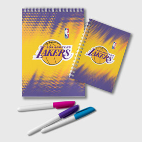 Блокнот с принтом Los Angeles Lakers в Рязани, 100% бумага | 48 листов, плотность листов — 60 г/м2, плотность картонной обложки — 250 г/м2. Листы скреплены удобной пружинной спиралью. Цвет линий — светло-серый
 | Тематика изображения на принте: basketball | game | lakers | los angeles | los angeles lakers | nba | sport | баскетбол | игра | лейкерс | лос анджелес | лос анджелес лейкерс | нба | спорт