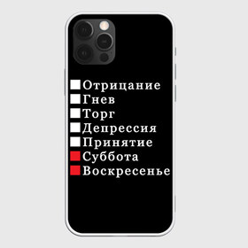 Чехол для iPhone 12 Pro Max с принтом Коротко о моей жизни в Рязани, Силикон |  | бег по кругу | воскресенье | выходные | гнев | график работы | депрессия | дни недели | неделя | о жизни | отрицание | отрицание гнев торг | принятие | психология | работа | рабочая неделя