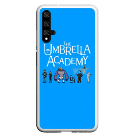 Чехол для Honor 20 с принтом The umbrella academy в Рязани, Силикон | Область печати: задняя сторона чехла, без боковых панелей | dark horse comics | netflix | the umbrella academy | umbrella | академия амбрелла | белая скрипка | бен харгривз | комикс | комильфо | космобой | кракен | реджинальд харгривз | сеанс | слух