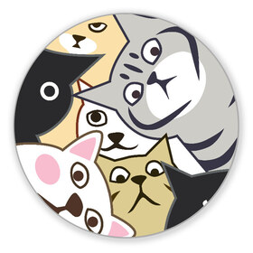 Коврик для мышки круглый с принтом Котики Шпионы в Рязани, резина и полиэстер | круглая форма, изображение наносится на всю лицевую часть | anime | art | casual | cat | cats | cute | funny | kawaii | kitty | meme | memes | pussy | selfie | аниме | арт | животные | каваи | кавай | кот | коте | котик | котики | коты | кошка | кэжуал | мем | мемы | милота | приколы | прикольные | се