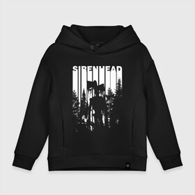 Детское худи Oversize хлопок с принтом Siren Head в Рязани, френч-терри — 70% хлопок, 30% полиэстер. Мягкий теплый начес внутри —100% хлопок | боковые карманы, эластичные манжеты и нижняя кромка, капюшон на магнитной кнопке | Тематика изображения на принте: game | scp | siren head | игра | лес | монстр | персонаж | сирена | сиреноголовый | хоррор | чудовище