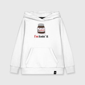 Детская толстовка хлопок с принтом Nutella в Рязани, 100% хлопок | Круглый горловой вырез, эластичные манжеты, пояс, капюшен | Тематика изображения на принте: nutella | вкусно | вкусняшка | любовь | нутелла | нутэлла | сладкое