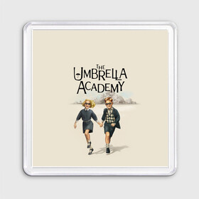 Магнит 55*55 с принтом The umbrella academy в Рязани, Пластик | Размер: 65*65 мм; Размер печати: 55*55 мм | Тематика изображения на принте: dark horse comics | netflix | the umbrella academy | umbrella | академия амбрелла | белая скрипка | бен харгривз | комикс | комильфо | космобой | кракен | реджинальд харгривз | сеанс | слух